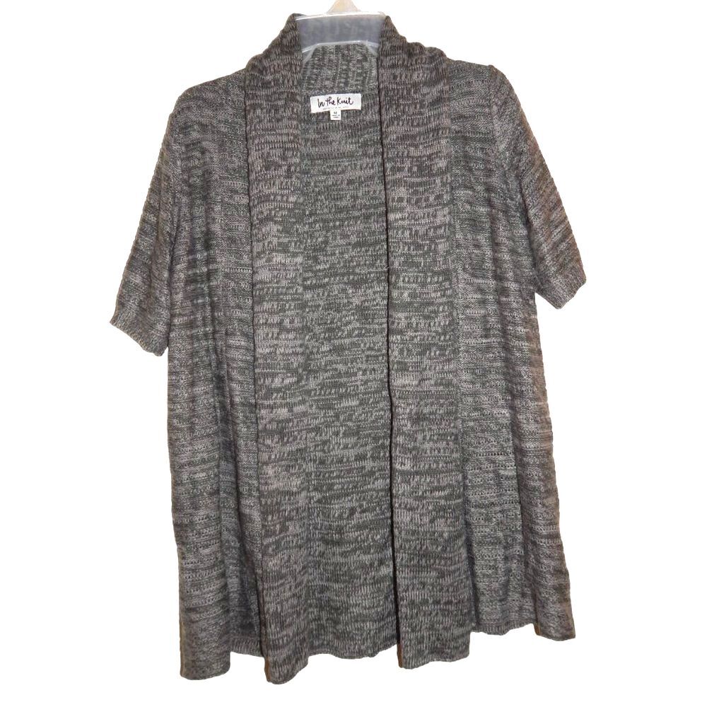 In The Knit (The Limited) womens medium gray knitted open front cardigan sweater